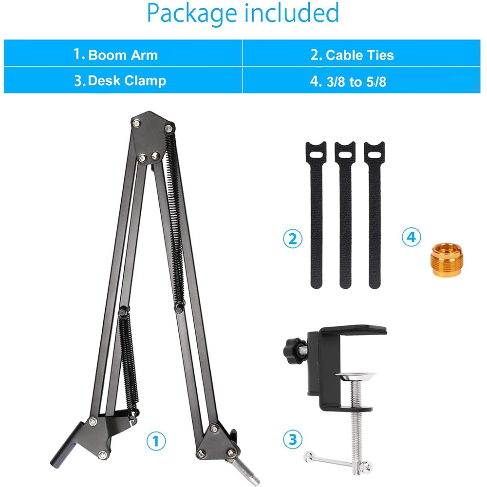 ขาตั้งไมโครโฟนนาโน สีฟ้า ปรับได้ พร้อมอะแดปเตอร์สกรู 3/8 นิ้ว เป็น 5/8 นิ้ว สําหรับ blue Yeti X Boom Arm YUZUHOME - รูปที่ 6