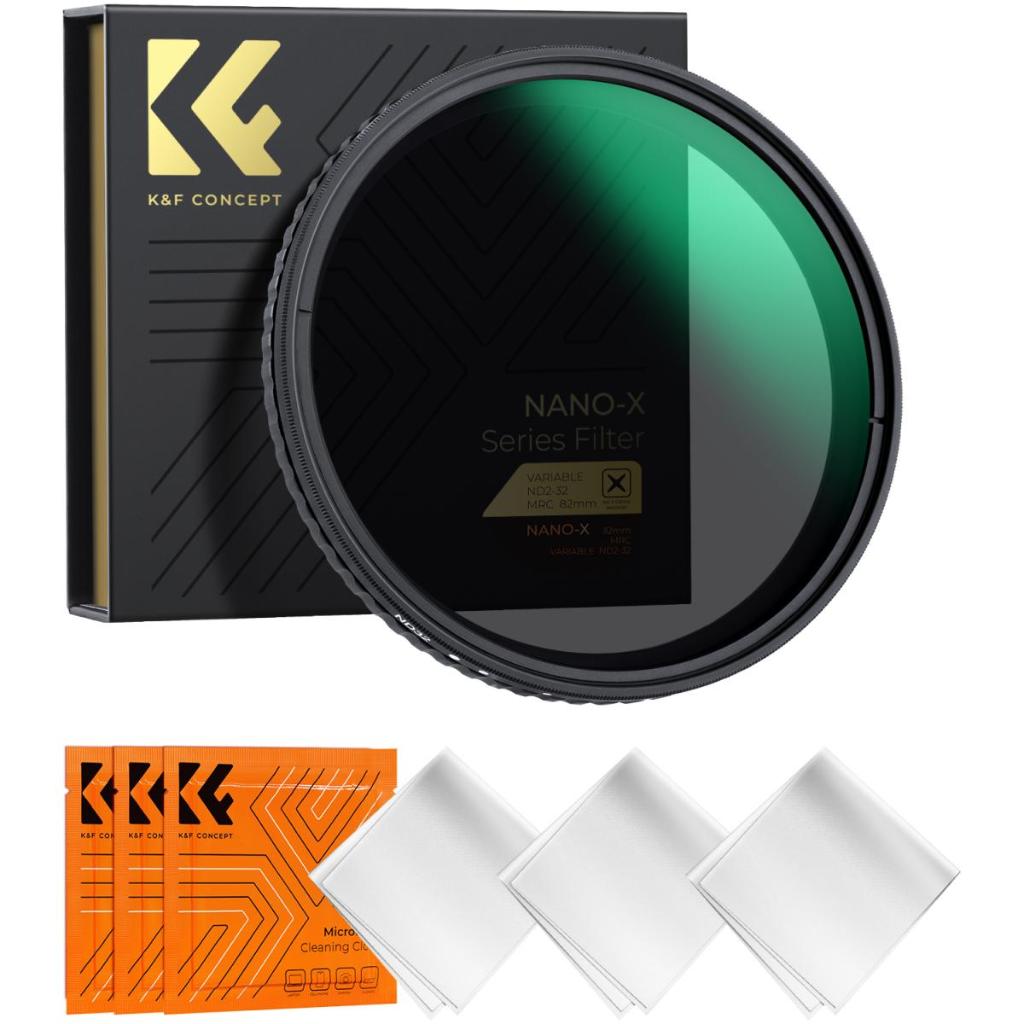 K&F ND2-32  Fader ND Filter Neutral Density Variable Filter ND2 to ND32 5 Stop adjust No X cross  37