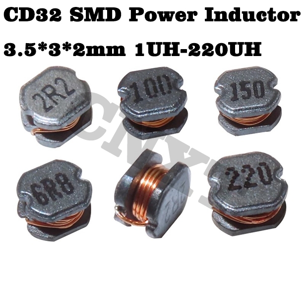 10PCS CD32 ชิปเหนี่ยวนํา 3.5 * 3 * 2 มม. 1uH 1R0 1.5 uH 1R5 2.2 uH 2R2 3.3 uH 3R3 4.7 uH 4R7 6.8 uH 