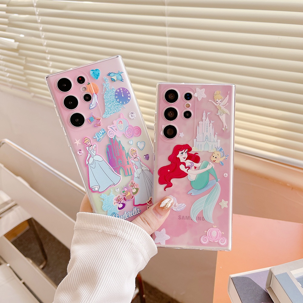 การ์ตูน นางเงือก ซองโทรศัพท์ Samsung Galaxy S25/S24/S23/S22/S21/Note10/Note20/A16/A26/A34/A56/A53/A54/A73 5G เคสโปร่งใส TPU กันตก เคสมือถือซัมซุง
