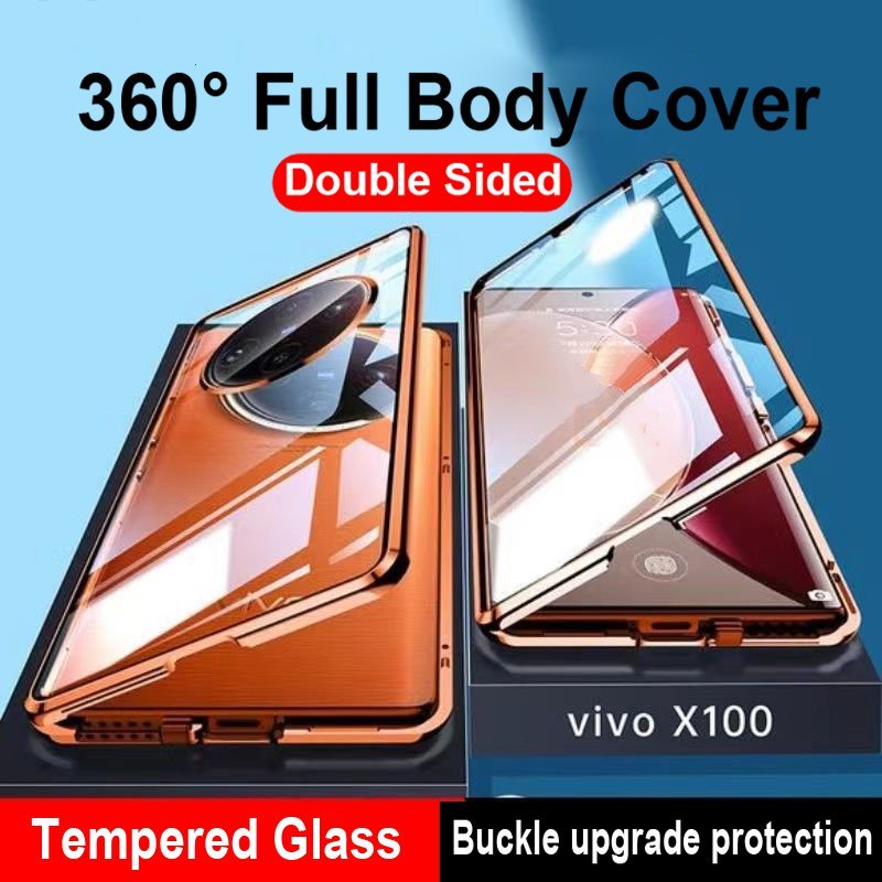 เคสโทรศัพท์มือถือกระจกนิรภัย แบบฝาพับแม่เหล็ก 360 องศา สําหรับ Vivo v29 v27 X100 Pro x90 x80 x70 iqoo 12 11 x90proplus X100 Pro