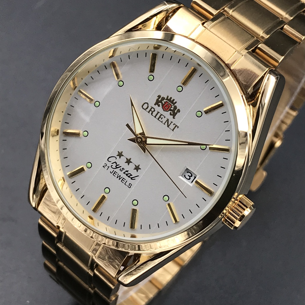 นาฬิกาข้อมืออัตโนมัติ หน้าปัดขนาดใหญ่ สีทอง แฟชั่นสําหรับผู้ชาย