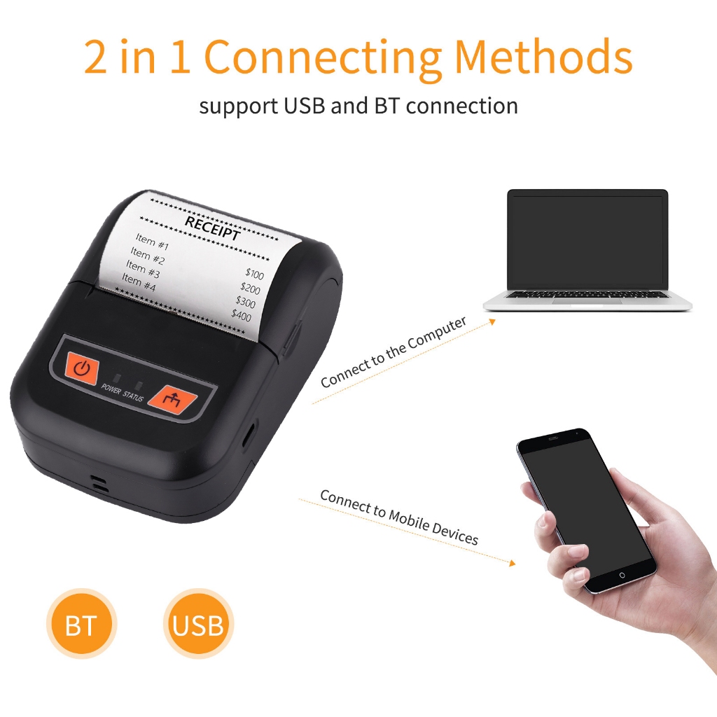เครื่องพิมพ์ใบเสร็จ พกพา DRPDA 58mm เครื่องปริ้นสลิป ความร้อนแบบไร้สาย printer pos ปริ้นออเดอร์