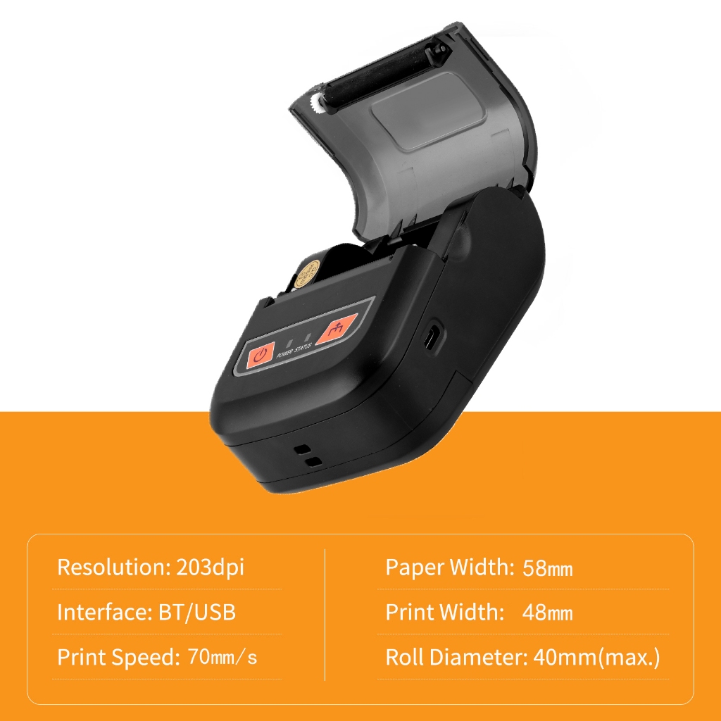 เครื่องพิมพ์ใบเสร็จ พกพา DRPDA 58mm เครื่องปริ้นสลิป ความร้อนแบบไร้สาย printer pos ปริ้นออเดอร์