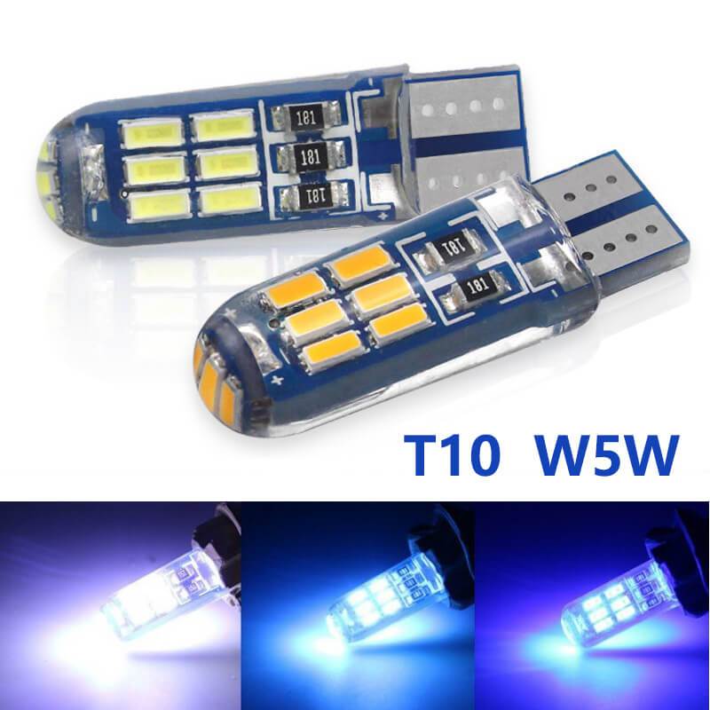 หลอดไฟ LED T10 194 W5W มีซิลิโคน กันน้ำ สำหรับแดชบอร์ด ติดป้ายทะเบียนรถยนต์ 1 ชิ้น