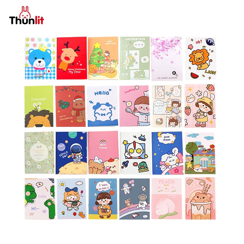 Thunlit สมุดโน้ต ลายการ์ตูนน่ารัก ขนาดเล็ก เครื่องเขียน สําหรับเด็กนักเรียนอนุบาล ขายส่ง 16 แผ่น