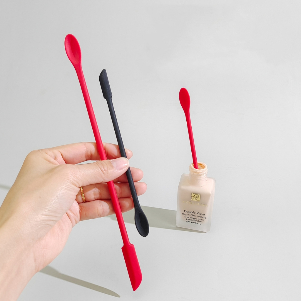 ซิลิโคน Scraper Scoop ไม้พายซิลิโคน สองหัว ขนาดเล็ก ของเหลว รองพื้น ครีม โลชั่น เครื่องสําอาง ไม้พาย ช้อนขุด ขวดเครื่องสําอาง ไม้พายติดผนัง