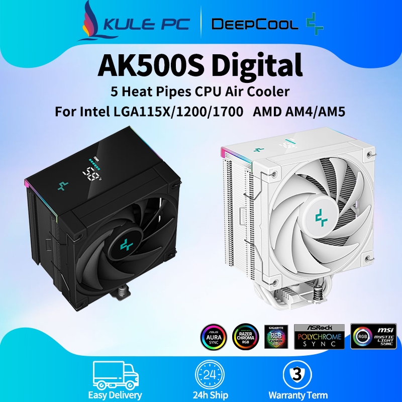 Deepcool AK500S พัดลมระบายความร้อน CPU ดิจิทัล AK500 ท่อความร้อน 5 ท่อ 120 มม. FDB เสียงเงียบ สําหรับ Intel LGA1155 LGA1200 LGA1700 AMD AM5 AM4