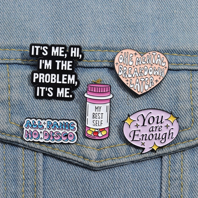 เข็มกลัด รูปตัวอักษร You Are Enough หลากสีสัน สําหรับทําเครื่องประดับ กระเป๋าเป้สะพายหลัง เสื้อผ้า