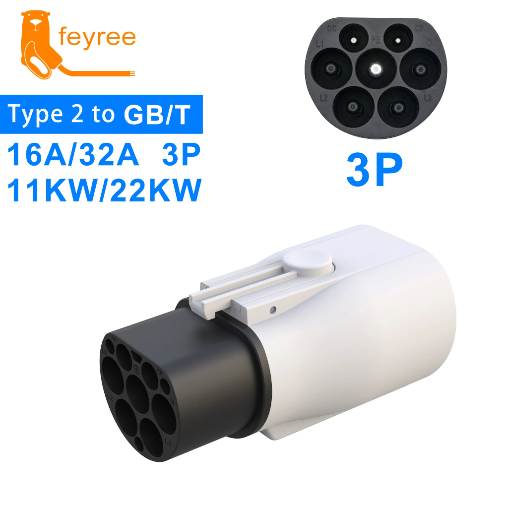 Feyree อะแดปเตอร์ชาร์จ EV Type 2 IEC 62196-2 เป็น GB/T สําหรับยานพาหนะไฟฟ้ามาตรฐานจีน 16A 32A