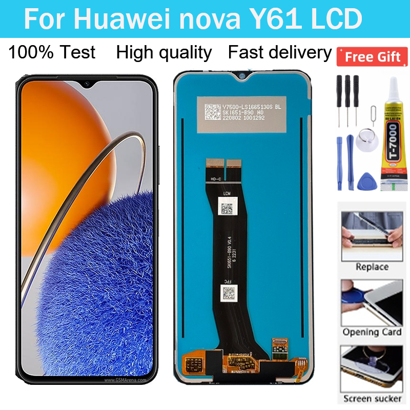 อะไหล่หน้าจอสัมผัส LCD แบบเปลี่ยน สําหรับ Huawei Nova Y61 EVE-LX9 EVE-LX9N EVE-LX3