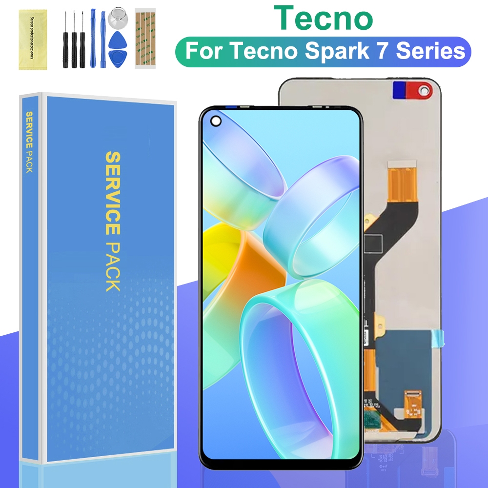 สําหรับ Tecno Spark 7 KF6/Spark 7T KF6p/Spark 7 Pro KF8 จอแสดงผล LCD หน้าจอสัมผัสแบบดิจิตอลเปลี่ยนชิ