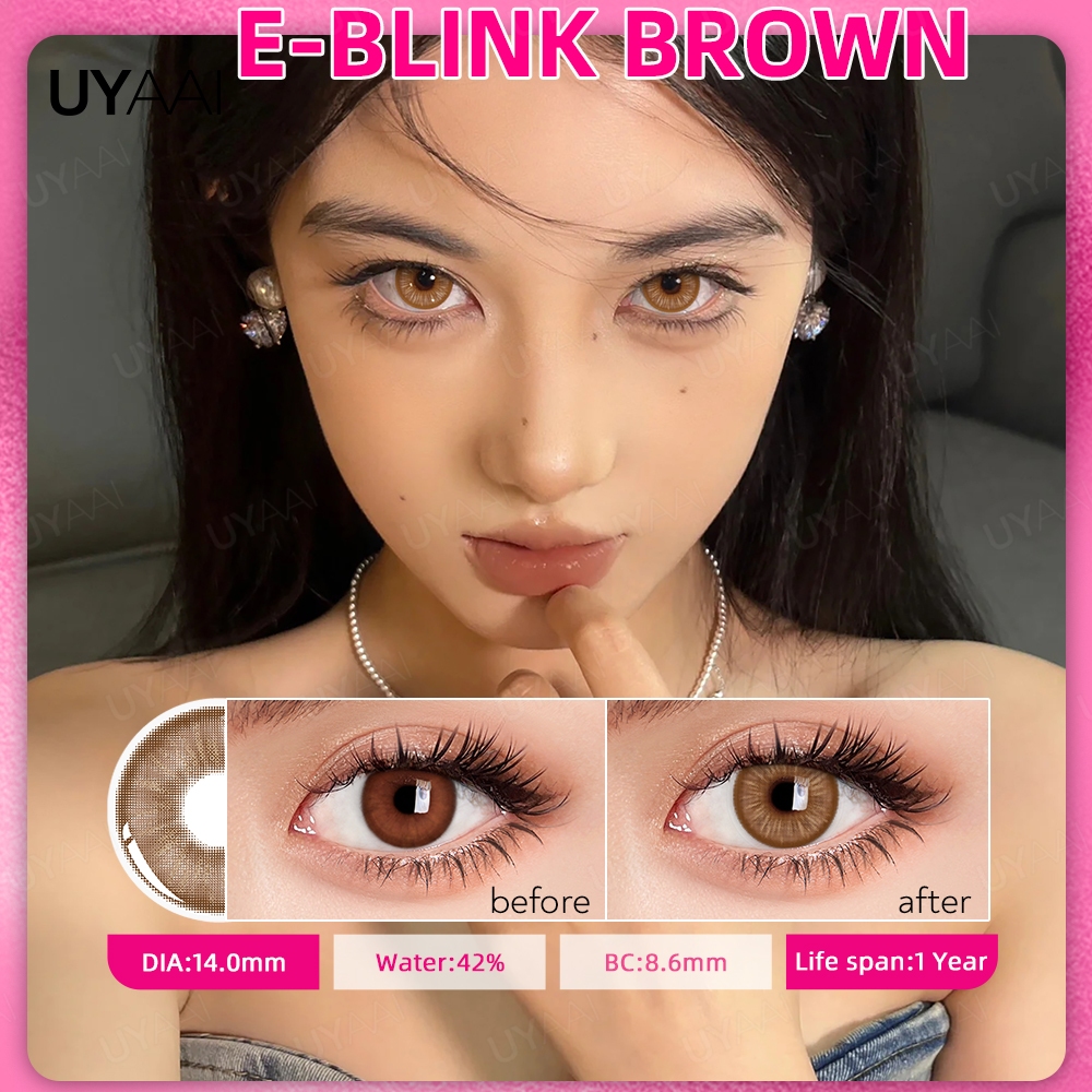 【ใหม่】UYAAI คอนแทคเลนส์ สีน้ําตาล สีเทา 14.0 มม. 2 ชิ้น