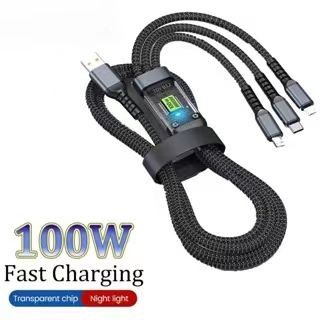สายชาร์จเร็ว 100W Micro USB type C 3 in 1 6A