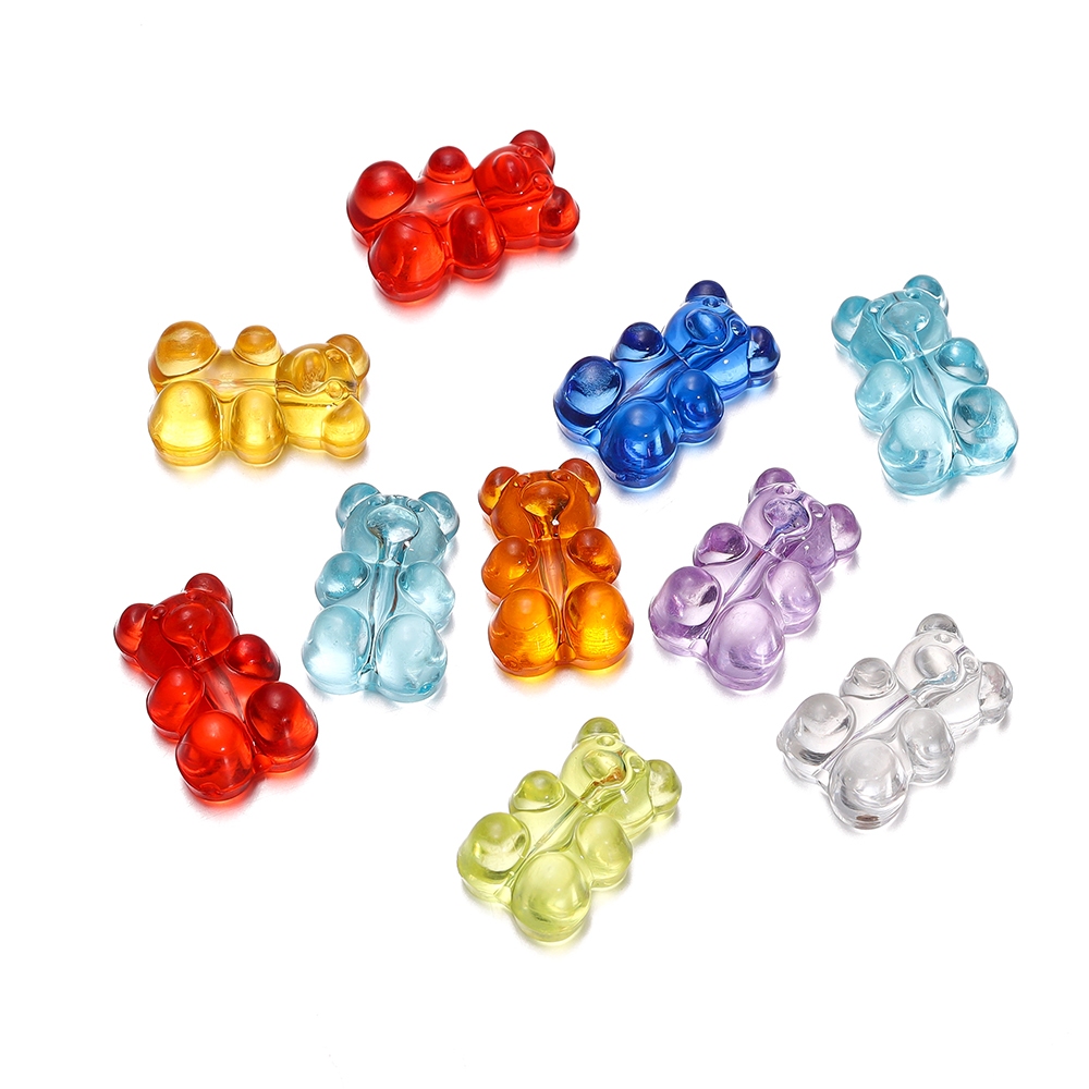 St.kunkka 10 ชิ้นอะคริลิคใสหมีลูกปัดจี้หลุมเยลลี่หมีลูกปัดสำหรับเครื่องประดับ DIY ทำสร้อยข้อมือลูกปัด
