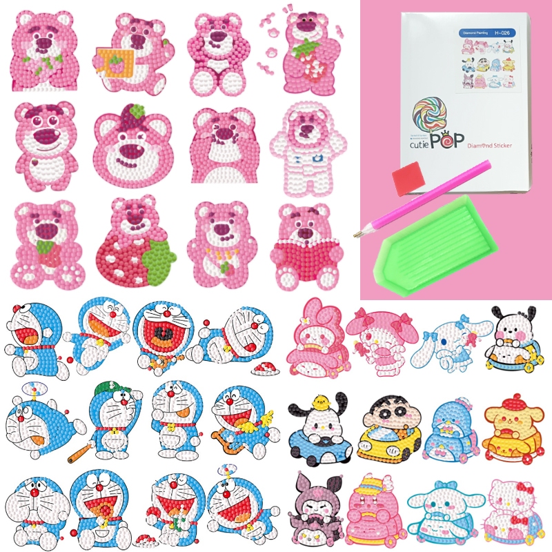 [Send Toolkit] สติกเกอร์เพชร ลายหมี สตรอเบอร์รี่ แฮนด์เมด diy ของเล่นเสริมการเรียนรู้เด็ก
