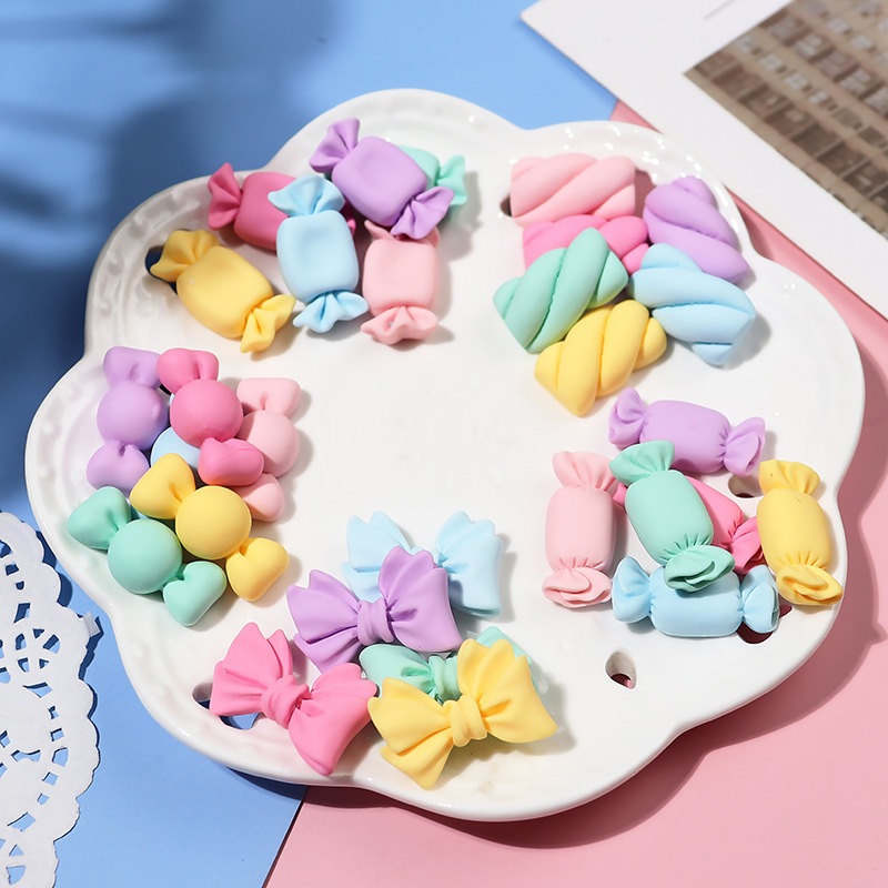 10 ชิ้น / เซต DIY อุปกรณ์เสริมเรซิน สาวหวาน หัวใจจําลอง มาร์ชเมลโล่ โทรศัพท์ อุปกรณ์เสริม