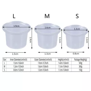 KL S/m/l ถ้วยสีสัก ถ้วยหมึกสักถาวร พลาสติกใส แบบใช้แล้วทิ้ง 100 ชิ้น