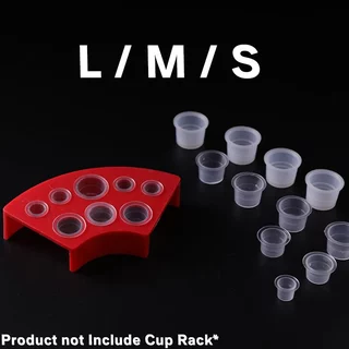 KL S/m/l ถ้วยสีสัก ถ้วยหมึกสักถาวร พลาสติกใส แบบใช้แล้วทิ้ง 100 ชิ้น