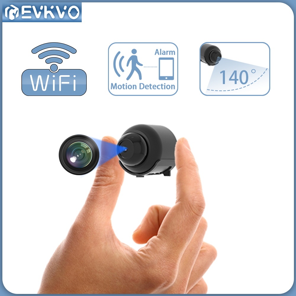 Evkvo กล้องวงจรปิดไร้สาย 1080P 2MP มุมกว้าง 140 องศา WIFI IP ตรวจจับการเคลื่อนไหว