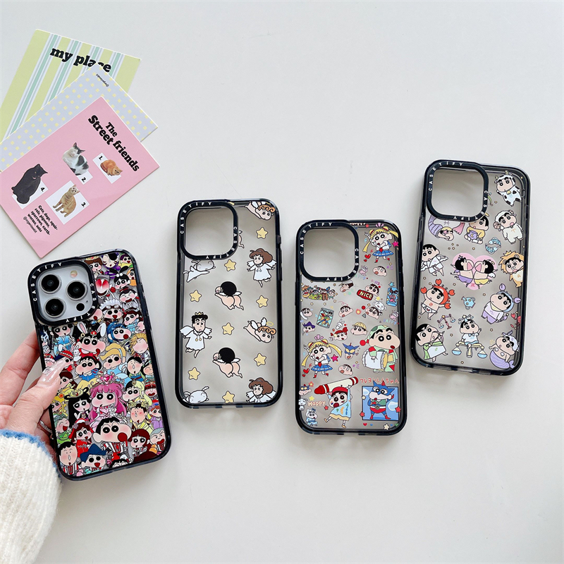สําหรับiphone 16 15 14 Pro Maxการ์ตูนCrayon Shin-ChanสําหรับiPhone 13 12 Pro Max Hard PCปกหลังกรณีiPhone 15 เคสกันกระแทกสําหรับiPhone 11 Clear Case