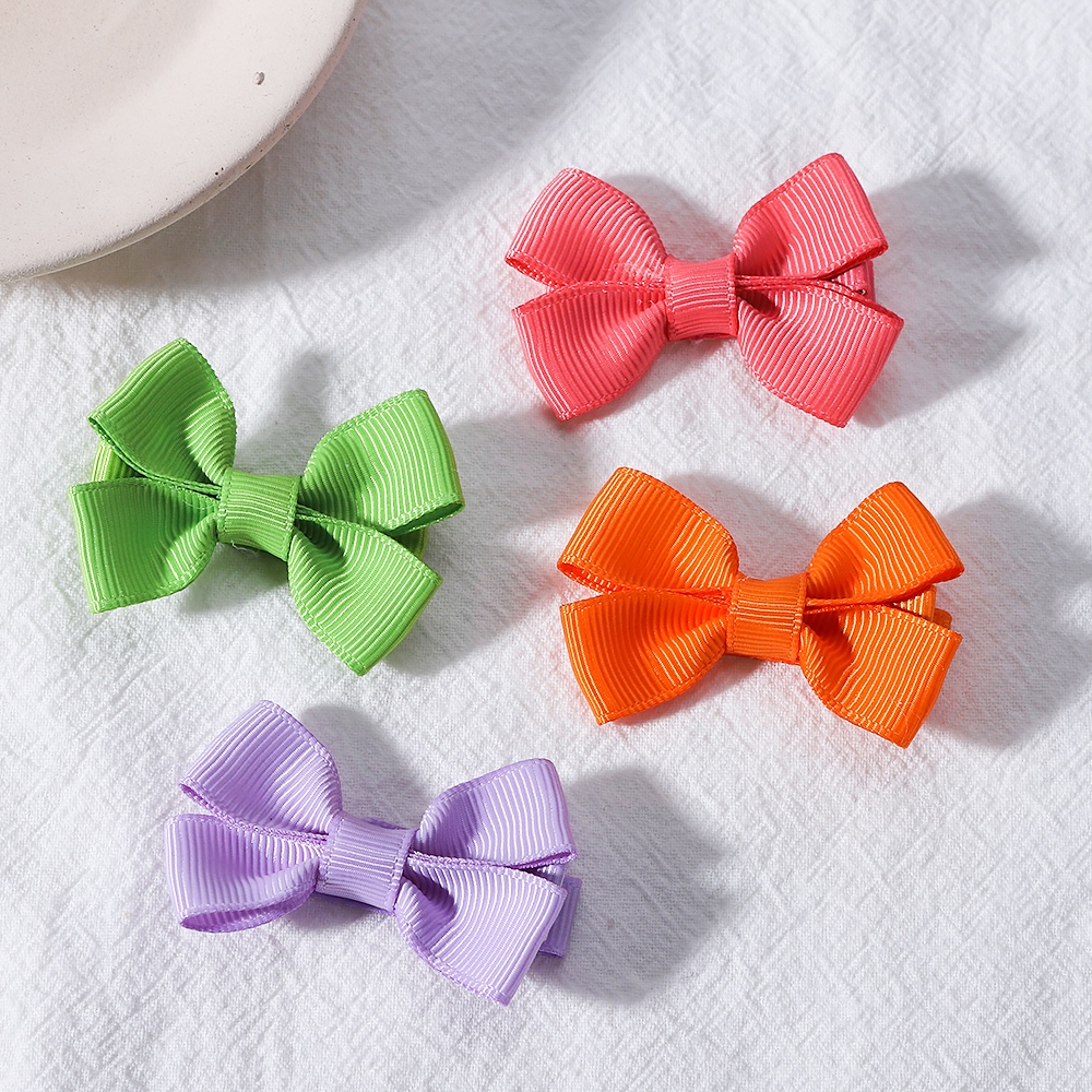 กิ๊บติดผม ริบบิ้นโบว์ ขนาดเล็ก สีพื้น สําหรับเด็กผู้หญิง 1 ชิ้น