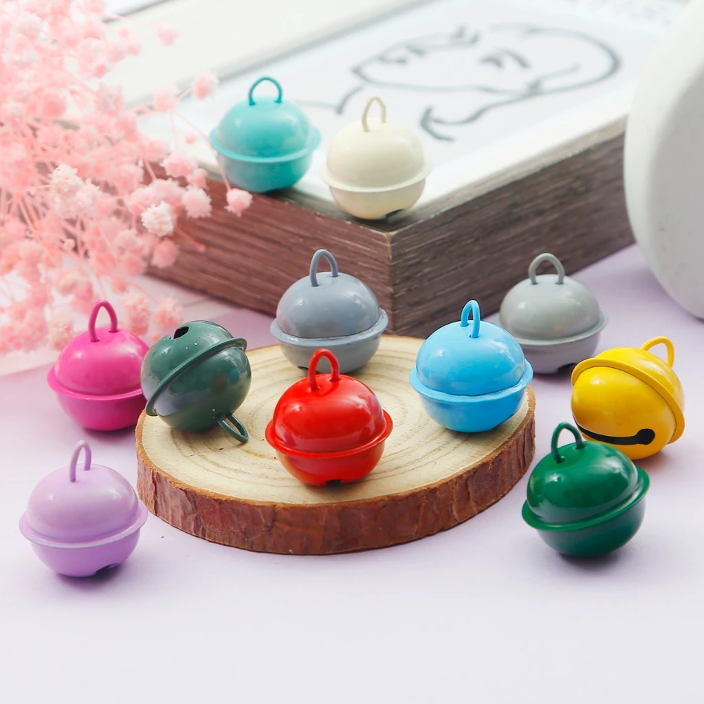 [22x24มม.] 10ชิ้นสีสเปรย์สีระฆังใหญ่แบนรอบระฆังอุปกรณ์เครื่องประดับ ทําเอง ทําเครื่องประดับ/พวงกุญแจจี้/ตกแต่งจี้10ชิ้น