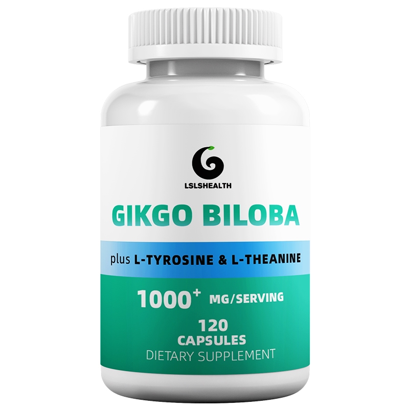 Lshealth Ginkgo Biloba แคปซูล 1000 มก. อาหารเสริมรองรับหน่วยความจํา รองรับฟังก์ชั่นสมองและการแจ้งเตือนทางจิต