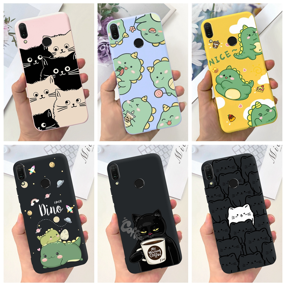 เคสโทรศัพท์มือถือ ซิลิโคนนุ่ม TPU ลายการ์ตูนไดโนเสาร์ แมวน่ารัก สําหรับ Huawei Y9 (2019) JKM-LX1 JKM-LX2 JKM-LX3 Y9 Prime (2019) STK-L21 STK-L22