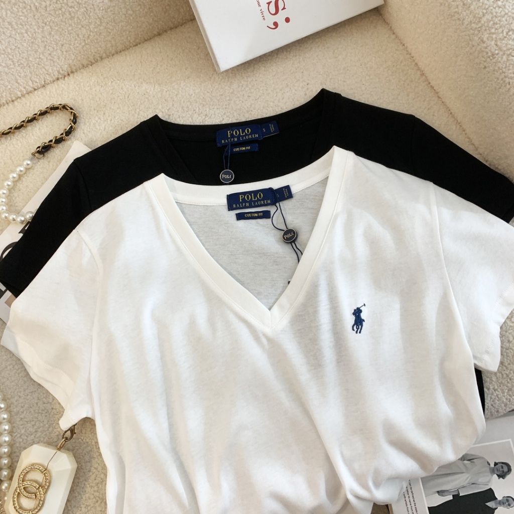 La*rant RALPH 2023 เสื้อยืดลําลอง แขนสั้น คอวี สําหรับผู้หญิง
