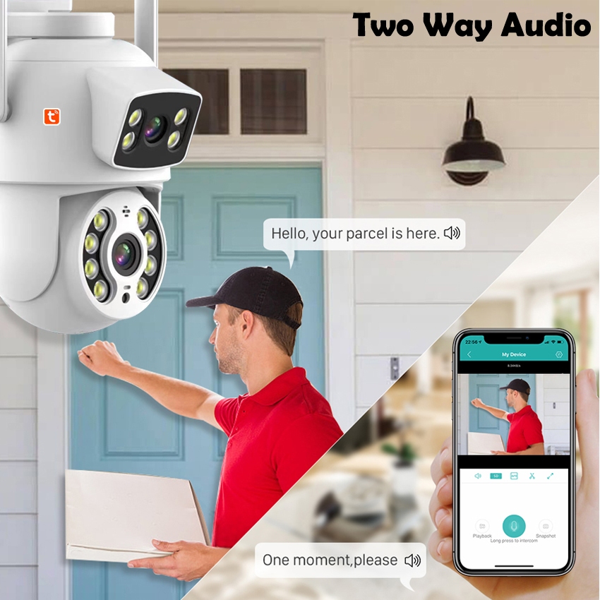 Tuya Smart Life กล้องวงจรปิดรักษาความปลอดภัย IP WiFi Aotu PTZ 2 ทาง AS-TY-IP8101H