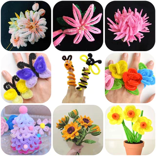 เส้นลวดกำมะหยี่ 30 ซม. สีมาคารอง เนื้อแน่นพิเศษ สำหรับทำดอกทิวลิป ดอกทานตะวัน งานฝีมือเด็ก งานประดิษฐ์ DIY