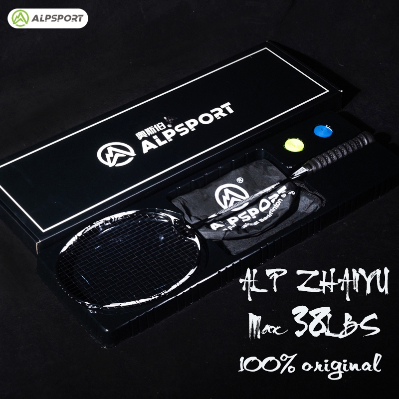 Alpsport ZHANYU ไม้แบดมินตัน คาร์บอนไฟเบอร์ 4U 38LBS G5 100% น้ําหนักเบา สีดํา สําหรับฝึกซ้อม