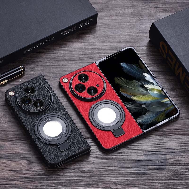 ค้นหา N3 Casing Case สําหรับ OPPO Find N3 Business Lychee Pattern Magnetic Stand Hard Mobile Phone C