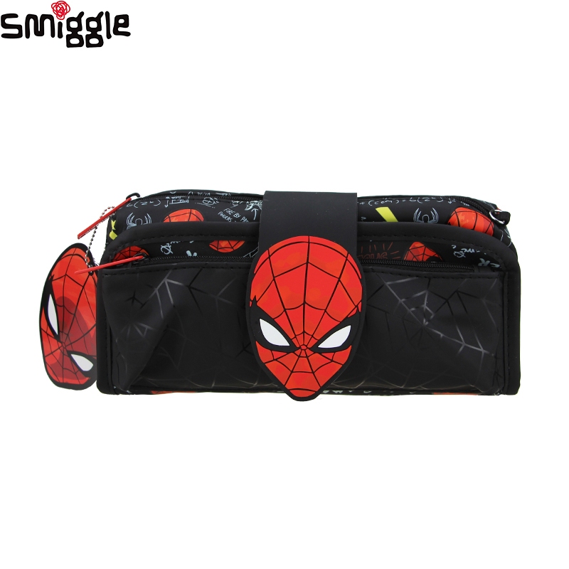 SMIGGLE ออสเตรเลีย ลักลอบ เดิมเด็กกรณีดินสอกระเป๋าคลัทช์ชายแมงมุมเย็นเด็กการจัดเก็บเครื่องเขียน&*-&