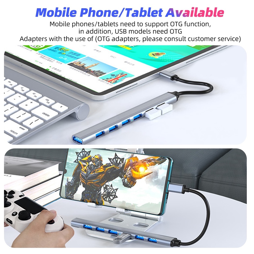 USB3.0 HUB 7 in 1 ประเภท C 4 และ 7 พอร์ต OTG Power Adapter สําหรับ Macbook PC แล็ปท็อป Study Office - รูปที่ 2