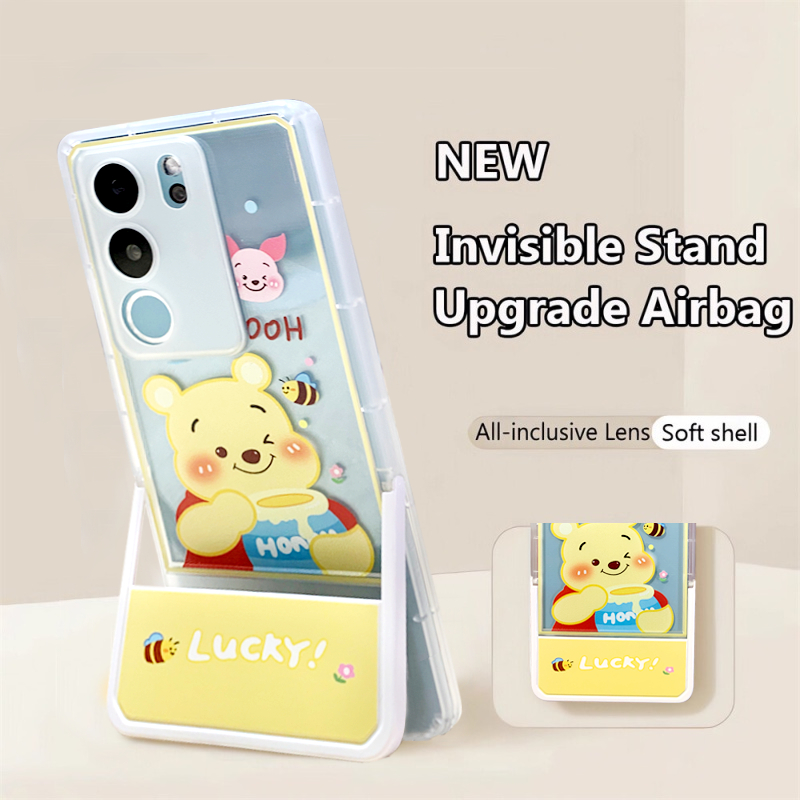 เคส Vivo V29 V30 V27 V23 Y27 5G เคส Vivo Y27S โทรศัพท์มือถือแบบนิ่ม กันกระแทก พร้อมที่ตั้งวาง ลายการ์ตูนน่ารัก สําหรับ