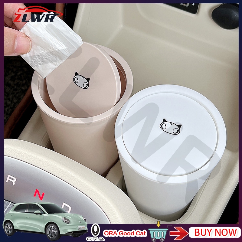 ZLWR ORA GOOD CAT ถังขยะติดรถยนต์ ตำแหน่งถ้วยน้ำ ที่เก็บถัง ตกแต่งภายในแบบป้องกัน ถังขยะติดรถยนต์ ORA GOOD CAT พิเศษ