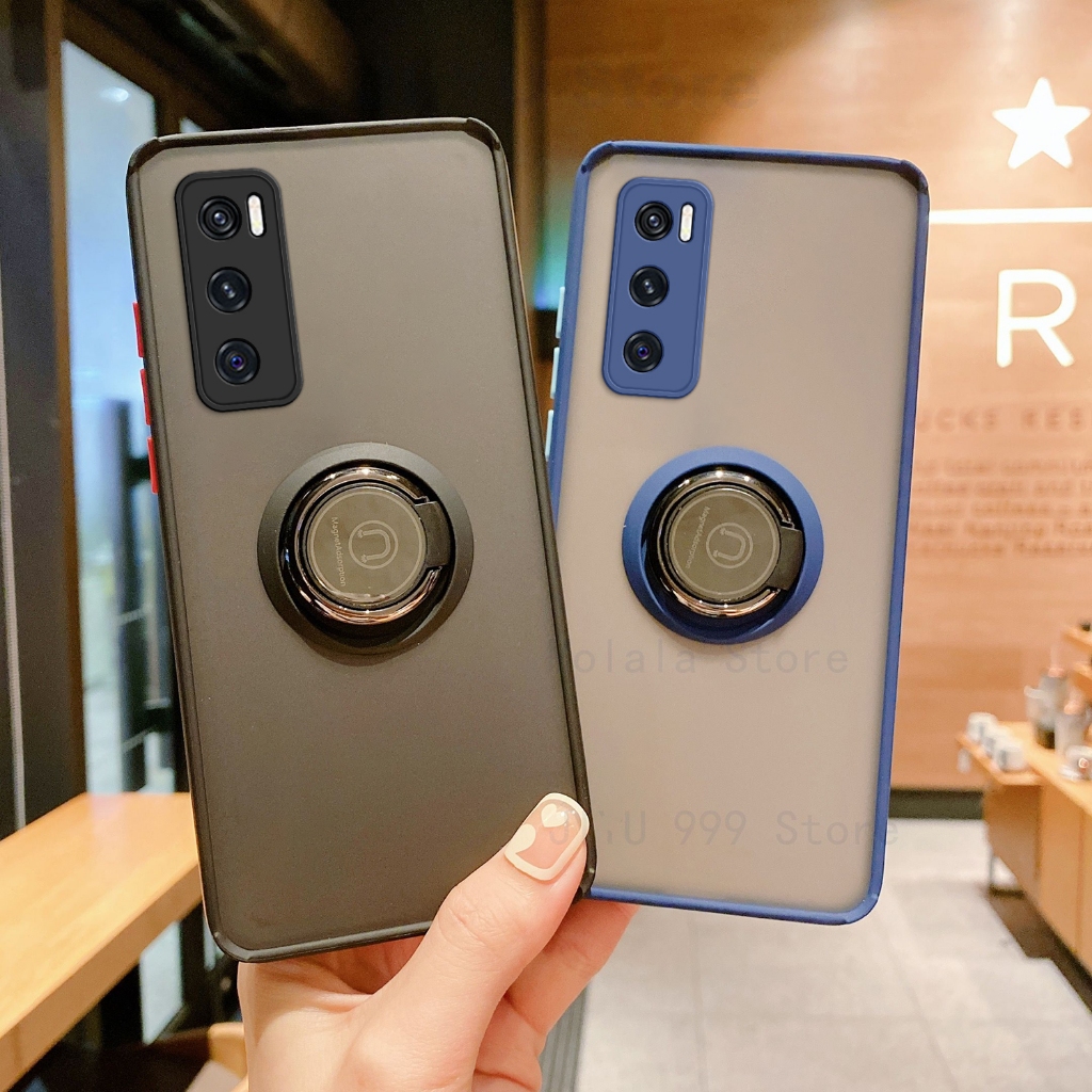 Matte Hard Case สําหรับ Vivo V20 SE v2022 v2023 ที่วางแหวนแม่เหล็กเคสโทรศัพท์กันกระแทก