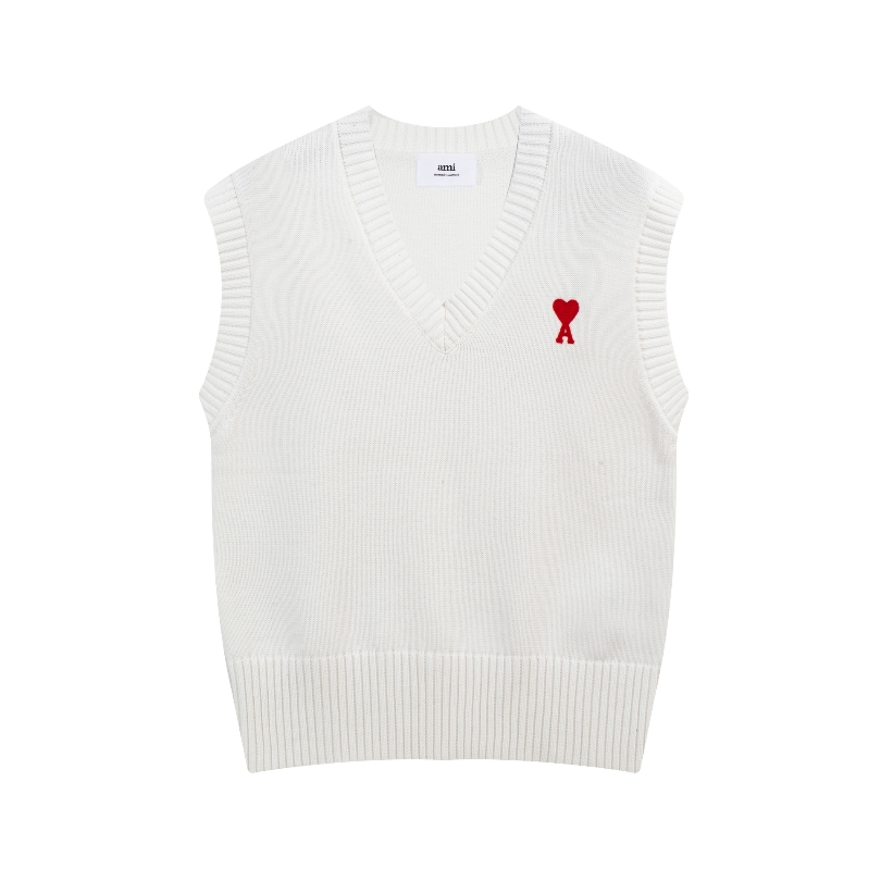 เสื้อกันหนาวแขนกุด ผ้าฝ้าย ผ้าวูลถัก ปักลายหัวใจ ขนาดเล็ก สไตล์สตรีท สําหรับผู้ชาย และผู้หญิง - รูปที่ 3