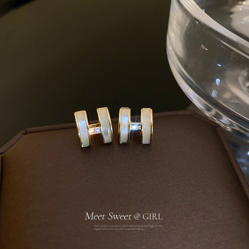 ต่างหูแฟชั่น รูปตัวอักษร H หรูหรา เครื่องประดับ