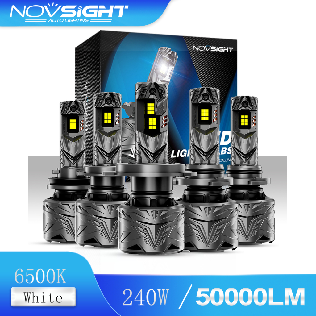 Novsight ไฟหน้ารถยนต์ LED N70 H4 H7 H11 9005 9006 240W 50000LM 6500K ปลั๊กแอนด์เพลย์ พร้อมสายถอดรหัส 2 ชิ้น