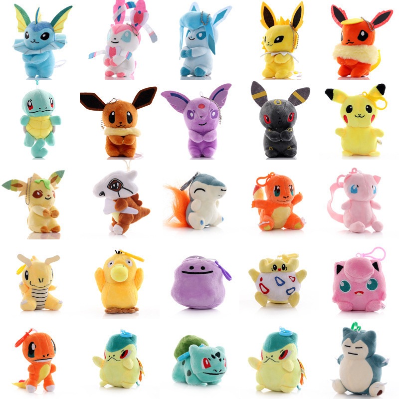 70 สไตล์อะนิเมะรูป Pikachu Snorlax Charizard Psyduck Eevee Togepi Gengar จี้ตุ๊กตาของเล่นตุ๊กตา Hook ตุ๊กตาสัตว์สําหรับคริสต์มาสของขวัญ