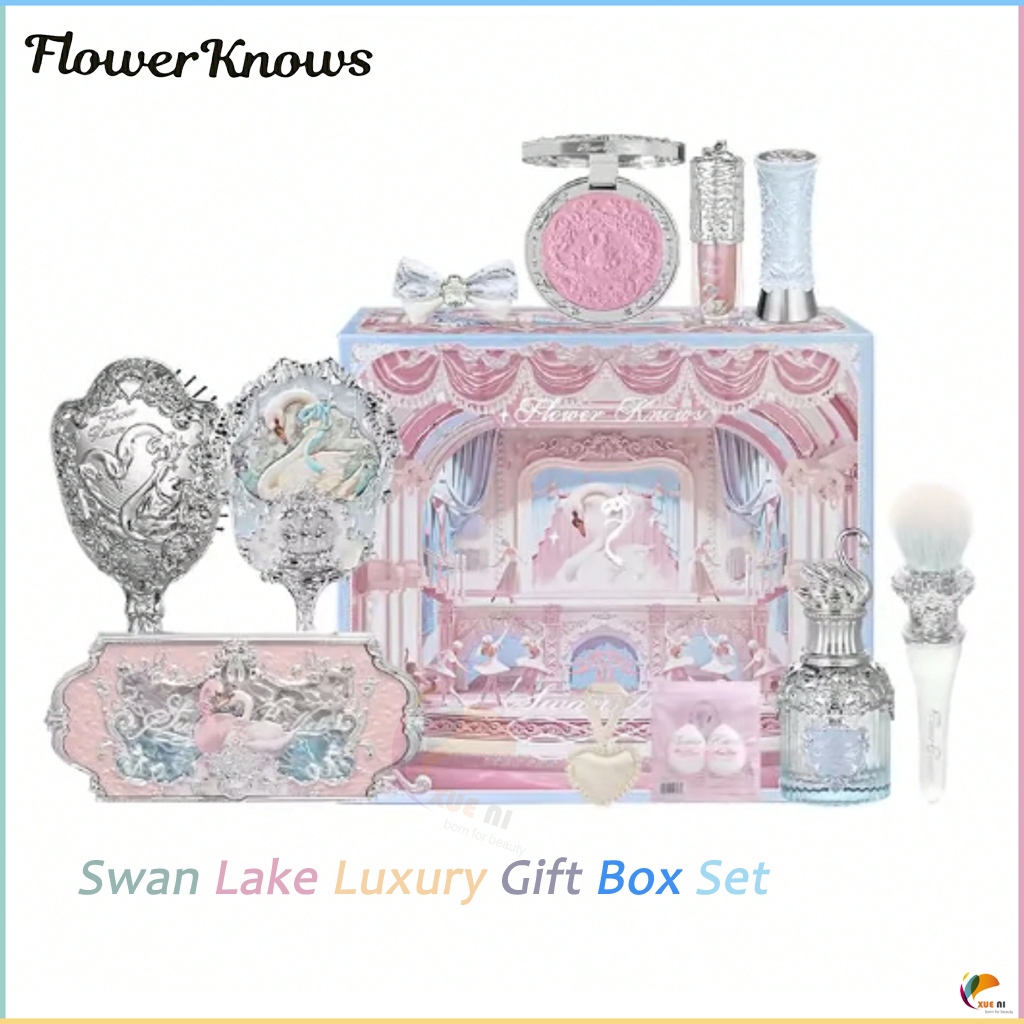 ของแท้อย่างเป็นทางการ Flower Knows Swan Ballet Series Set ลิปสติก Blush อายแชโดว์ Make up Set