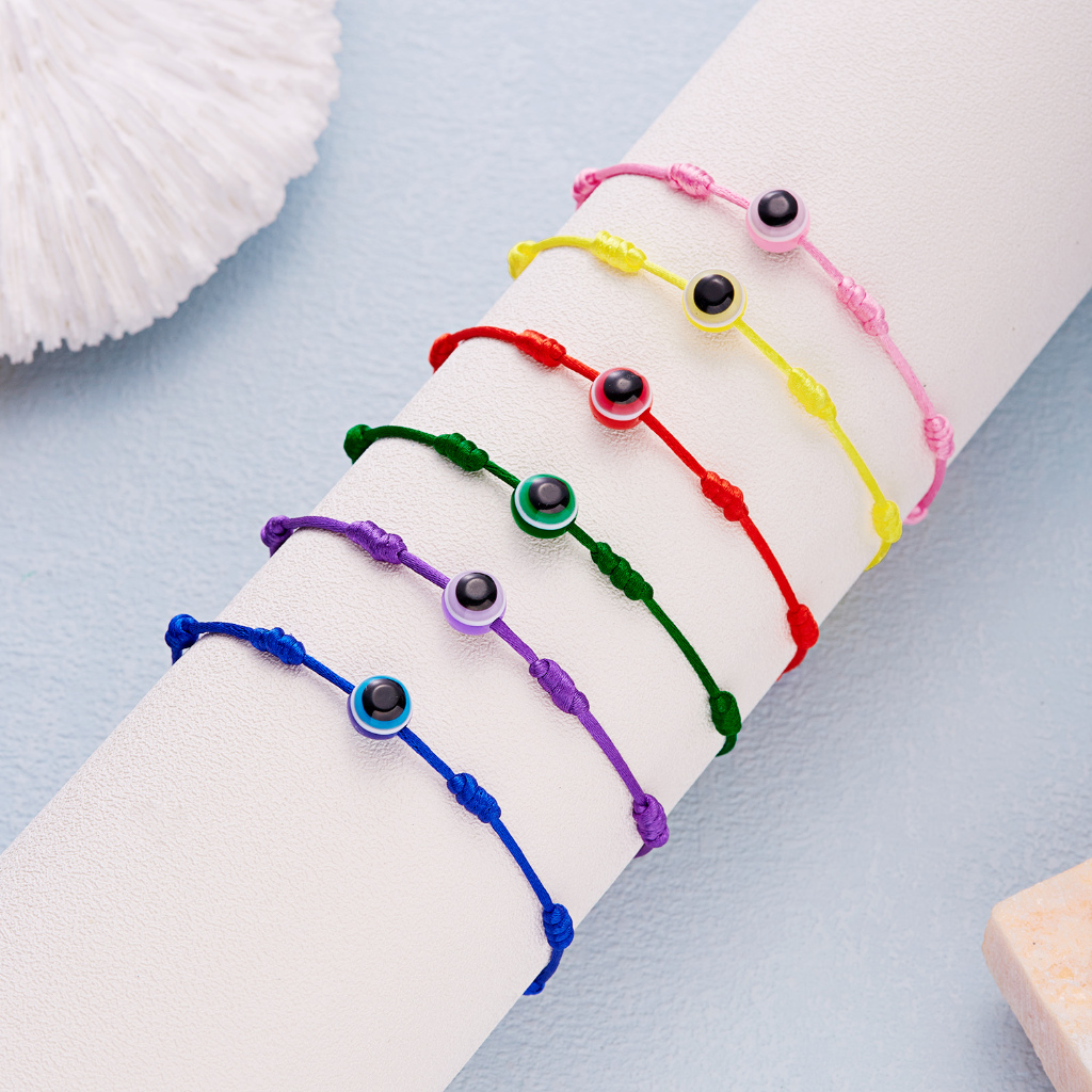 Lucky Evil Eye สร้อยข้อมือ ลูกปัดถัก แฮนด์เมด หลากสี เครื่องประดับ สําหรับผู้หญิง ของขวัญ