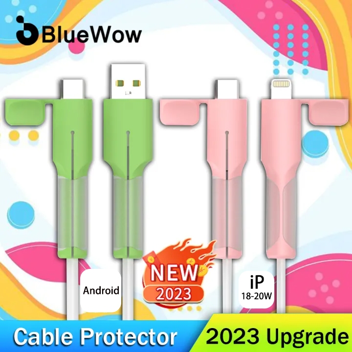 Bluewow ฝาครอบป้องกันสายชาร์จ ซิลิโคน อุปกรณ์เสริม iP-18/20w Type C/USB ตัวป้องกันสายเคเบิล - (ไม่ใช่สําหรับ Samsung)