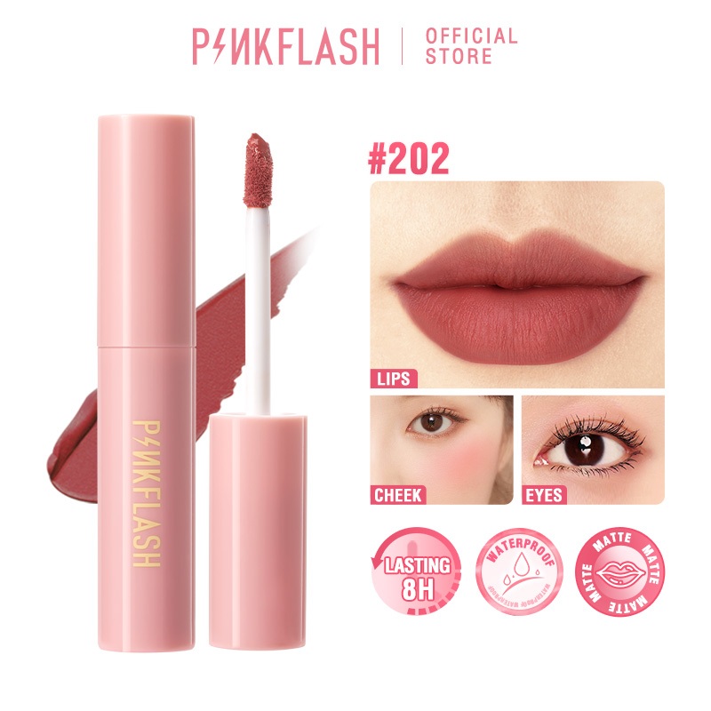 Pinkflash Ohmykisssairy Kiss ลิปสติก เนื้อแมตต์ แบบกันน้ำ พร้อมของแถมฟรี