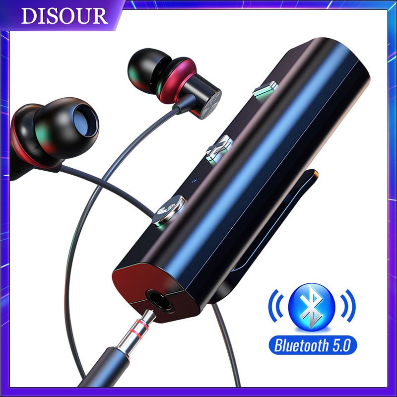 Disour อะแดปเตอร์รับสัญญาณเสียงสเตอริโอ บลูทูธ 5.0 ไร้สาย สําหรับหูฟัง AUX 3.5 มม.
