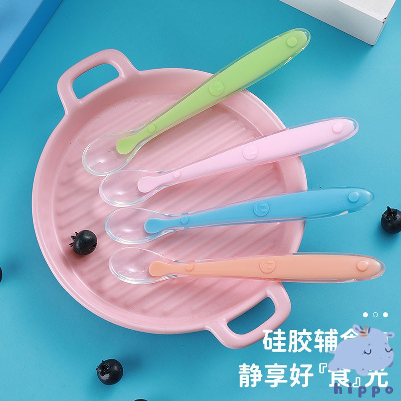 ช้อนป้อนอาหาร ช้อนซิลิโคนปลายนิ่ม feeding spoon【Hippobaby20】