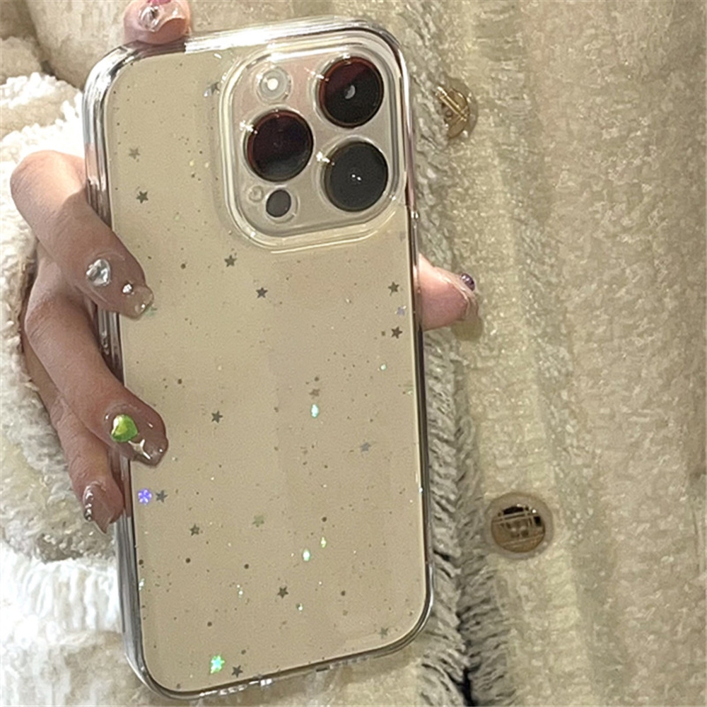 Ins เคสโทรศัพท์มือถือแบบใส หนา กันรอยกล้อง ลายกลิตเตอร์ดาว สไตล์เกาหลี สําหรับ IPhone 14 Pro MAX 11 15 14 13 12 11 Pro MAX 15 14 Plus X XS MAX XR 8 7 Plus